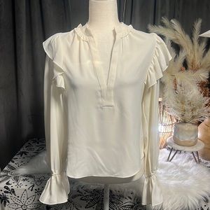 Elegant White Ruffle Blouse